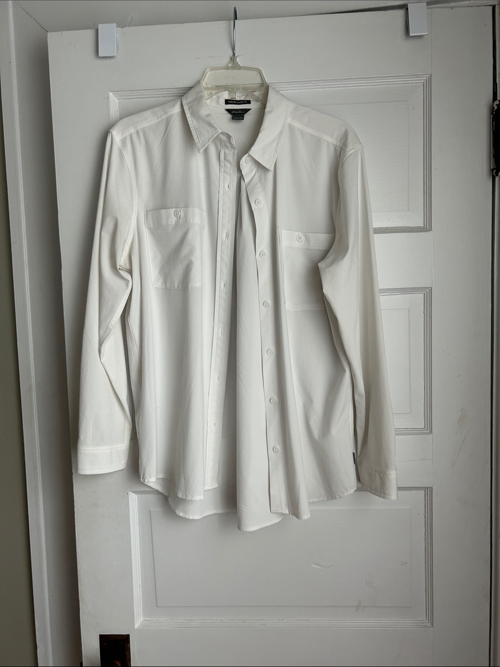 Eddie Bauer Cream Long-Sleeve Button-Up Shirt